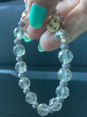 Erimish Clear Crystal Stretch Bracelet with Light Lavender Spacers